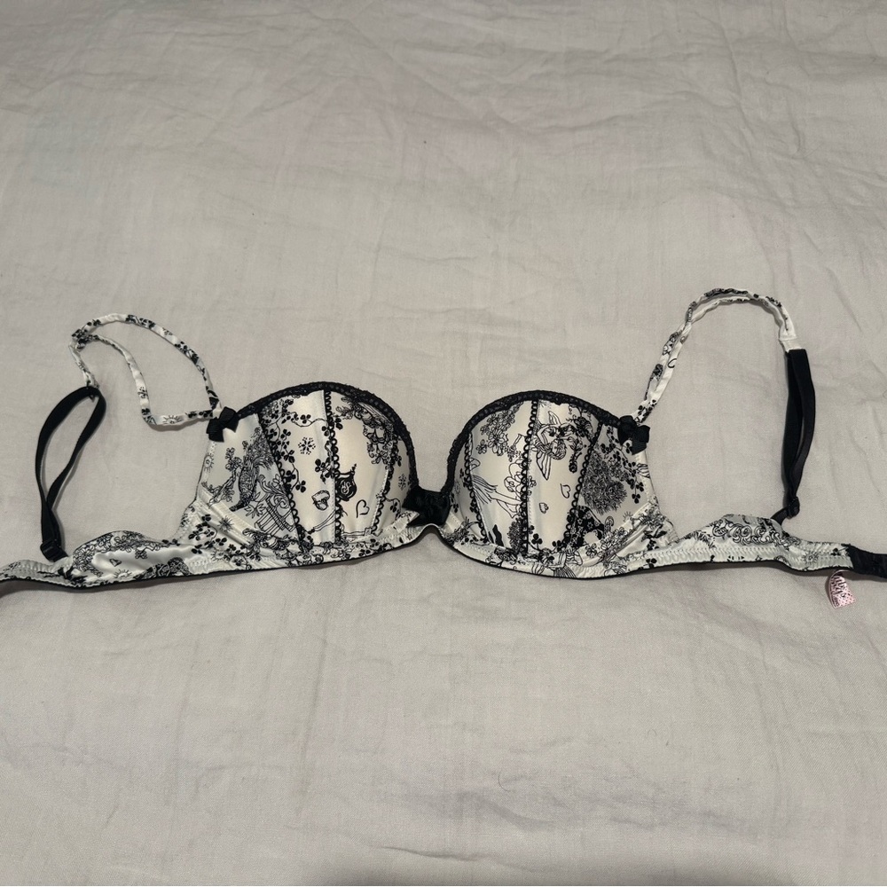 Elegant Black and White Lace Bra